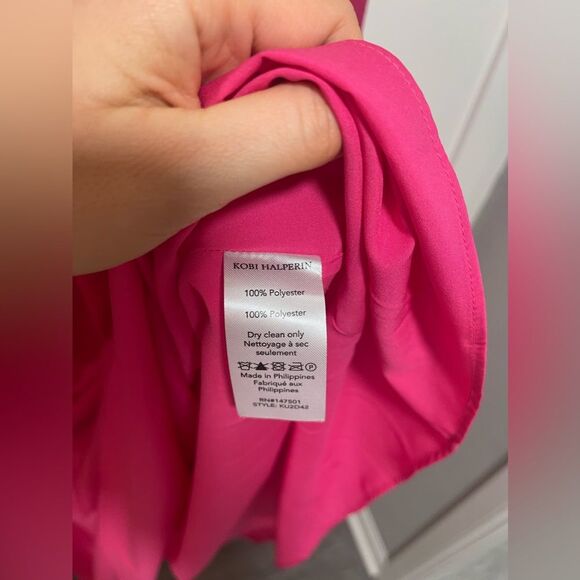 Kobi Halperin Dress Karina Womens Pink Ruffled Below Knee V-Neck Midi Sz XS NWT - Picture 8 of 10